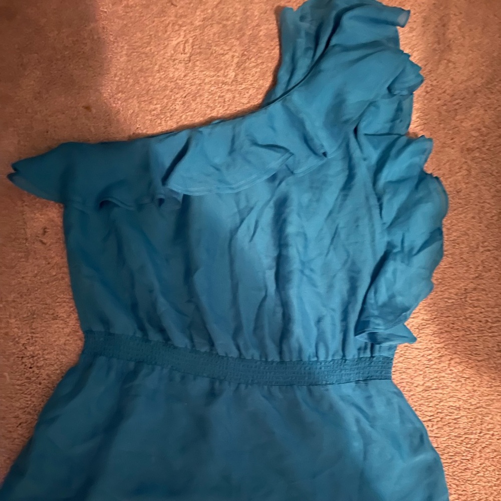 100% Silk one shoulder ruffle top